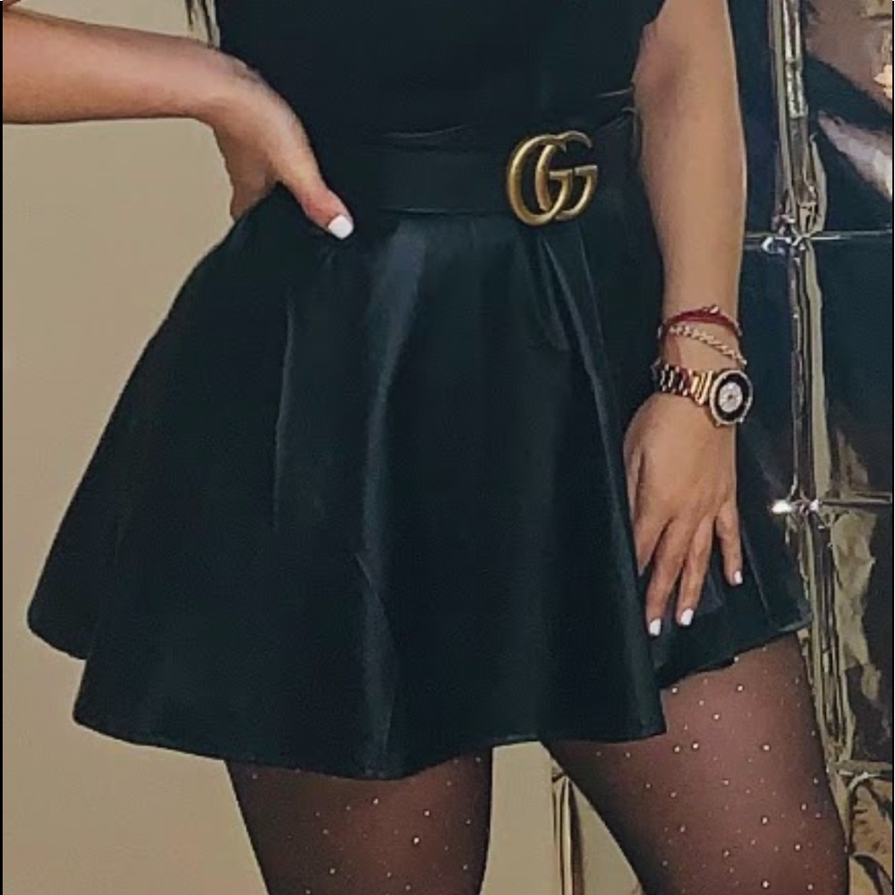 Black faux leather skirt